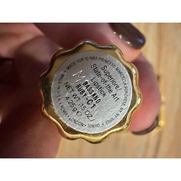 Vtg Princess Marcella Borghese mirrored lipstick compact w cabochon & crystal - Picture 6 of 7